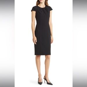 Black cap sleeve midi dress NWT